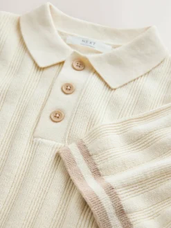 Discount Next Button Neck Knitted Polo Shirt (3-16yrs) Ecru
