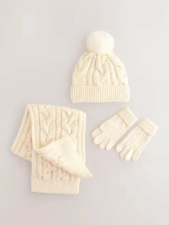 Next Cable Beanie Scarf and Gloves Set (3-16yrs)^ Hats, Gloves & Scarves