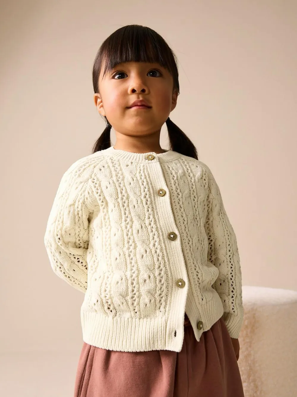 Next Ecru Cable Cardigan (3mths-7yrs)^ Knitwear|Knitwear