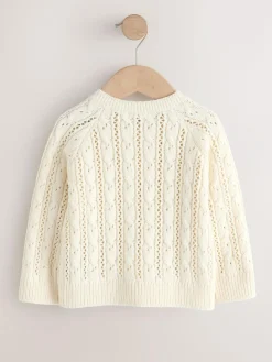 Next Ecru Cable Cardigan (3mths-7yrs)^ Knitwear|Knitwear