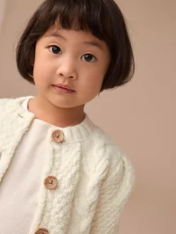 Next Chunky Knit Bobble Cardigan (3mths-10yrs) Ecru