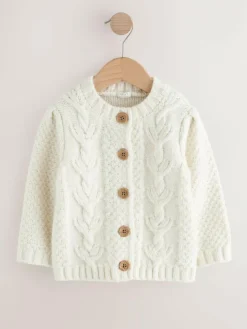 Next Chunky Knit Bobble Cardigan (3mths-10yrs) Ecru