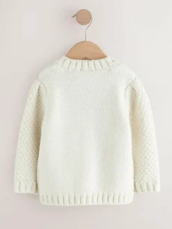 Next Chunky Knit Bobble Cardigan (3mths-10yrs) Ecru