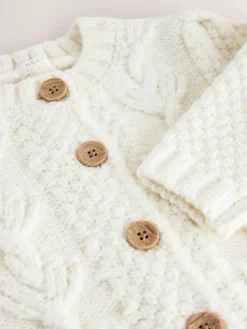 Next Chunky Knit Bobble Cardigan (3mths-10yrs) Ecru