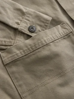Best Next Corduroy Collar Canvas Shacket Overshirt Ecru