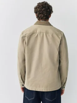 Best Next Corduroy Collar Canvas Shacket Overshirt Ecru