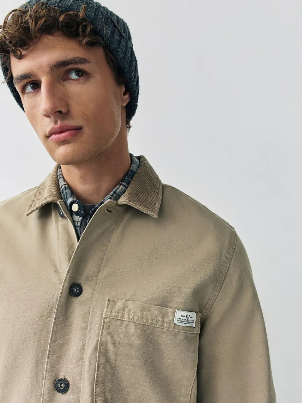 Best Next Corduroy Collar Canvas Shacket Overshirt Ecru