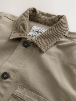 Best Next Corduroy Collar Canvas Shacket Overshirt Ecru
