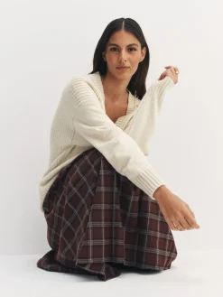 Best Next Cotton And Wool Blend Longline V-Neck Jumper Ecru