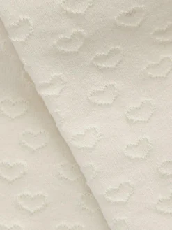 Online Next Cotton Rich Textured Heart Tights Ecru Cream