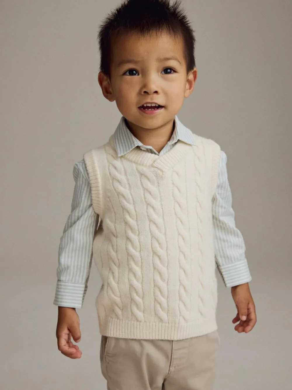 Best Next Ecru Cream Knitted Vest and Shirt Set (3mths-7yrs)
