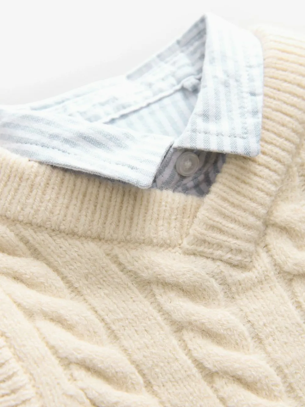 Best Next Ecru Cream Knitted Vest and Shirt Set (3mths-7yrs)