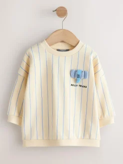 Discount Next Ecru Elephant Striped All-Over Print Crew Neck Sweatshirt (3mths-7yrs)