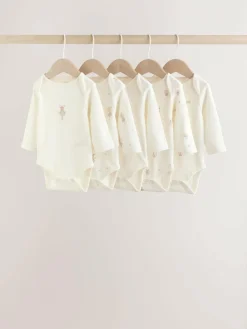 Hot Next Ecru Fairy Mouse 5 Pack Long Sleeve Baby Bodysuits