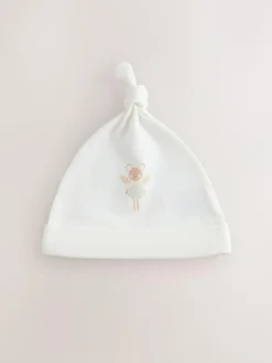 Hot Next Ecru Fairy Mouse 3 Pack Tie Top Baby Beanies (0mths-2yrs)