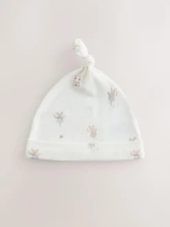 Hot Next Ecru Fairy Mouse 3 Pack Tie Top Baby Beanies (0mths-2yrs)