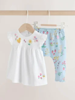 Outlet Next Ecru Fairy Short Sleeve Baby Top and Leggings 2 Piece set (0mths-2yrs)