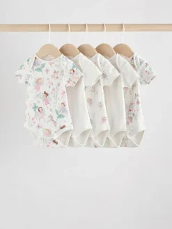 Next Ecru Fairy Short Sleeve Bodysuits 5 Pack^ Multipacks|Bodysuits & Vests