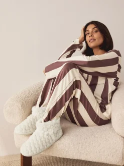 Next Faux Fur Heart Slipper Boots Ecru