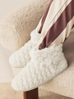 Next Faux Fur Heart Slipper Boots Ecru