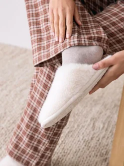 Next Faux Fur Mule Slippers^Women Slippers|All Night & Lounge