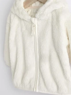 Next Fleece Baby Hooded Jacket (0mths-2yrs) Ecru