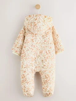 Next Ecru Floral Printed Baby Hooded Crinkle Woven Pramsuit (0mths-2yrs)^ Baby Winter Clothing|Coats, Jackets & Pramsuits