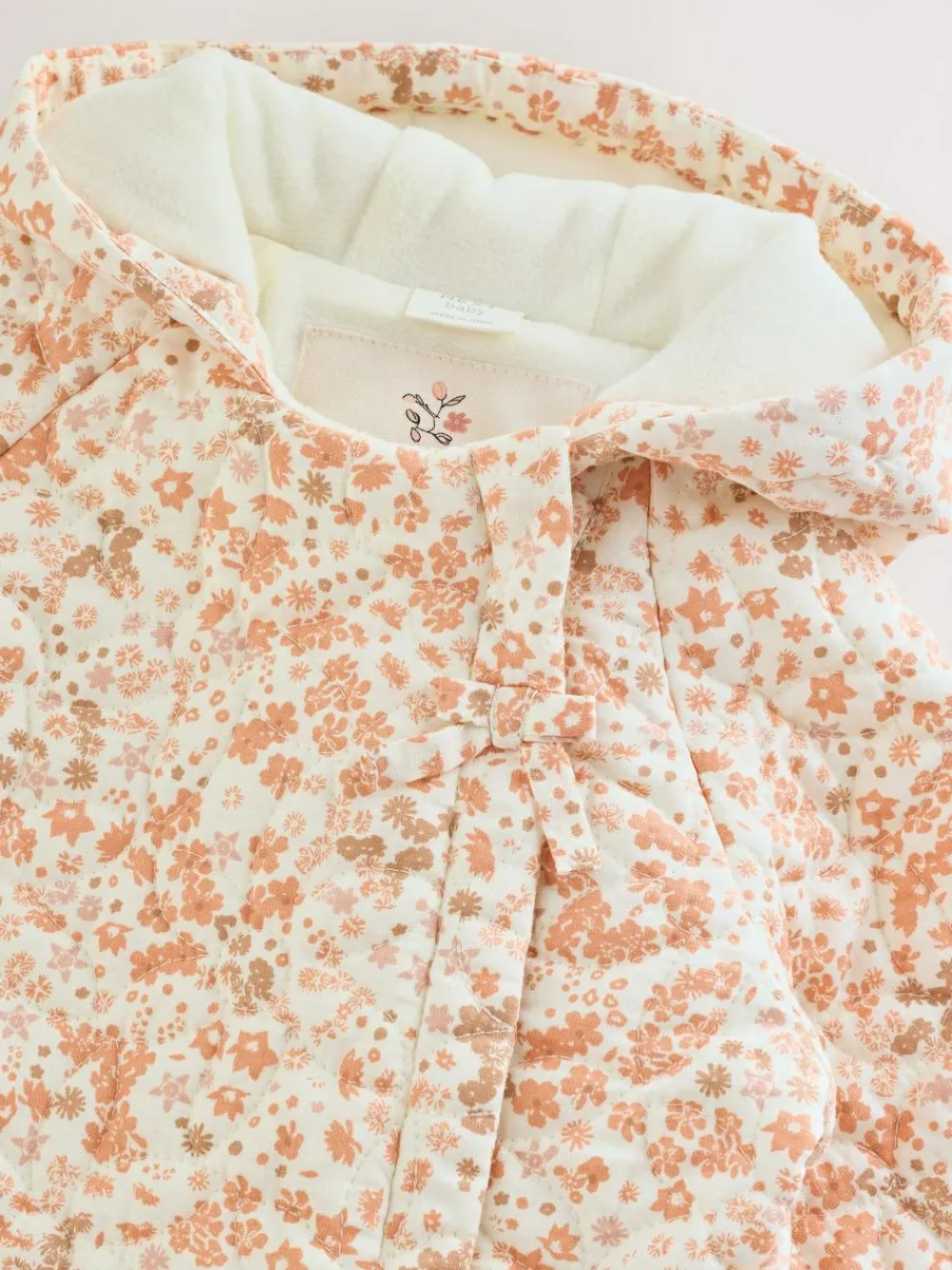 Next Ecru Floral Printed Baby Hooded Crinkle Woven Pramsuit (0mths-2yrs)^ Baby Winter Clothing|Coats, Jackets & Pramsuits