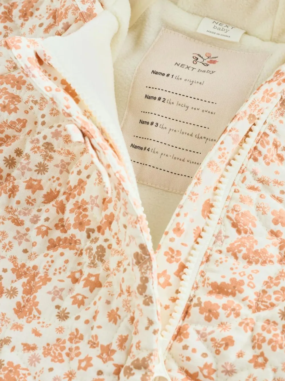 Next Ecru Floral Printed Baby Hooded Crinkle Woven Pramsuit (0mths-2yrs)^ Baby Winter Clothing|Coats, Jackets & Pramsuits