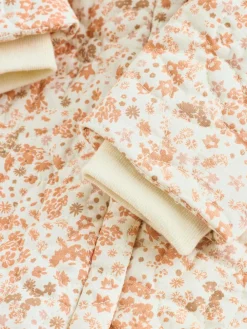 Next Ecru Floral Printed Baby Hooded Crinkle Woven Pramsuit (0mths-2yrs)^ Baby Winter Clothing|Coats, Jackets & Pramsuits