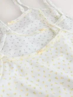 Online Next Strappy Printed Cami Vests 3 Pack (1.5-16yrs) Ecru Floral