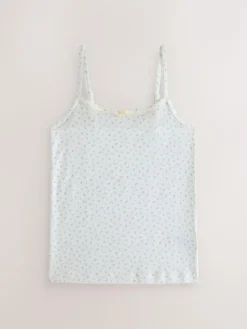 Online Next Strappy Printed Cami Vests 3 Pack (1.5-16yrs) Ecru Floral