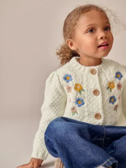 Discount Next Ecru Flower Embroidered Cardigan (3mths-10yrs)