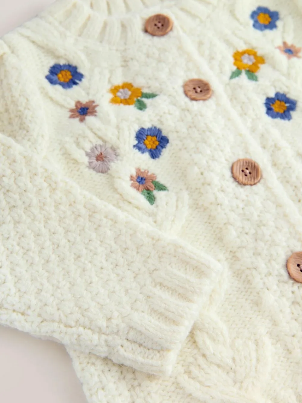 Discount Next Ecru Flower Embroidered Cardigan (3mths-10yrs)