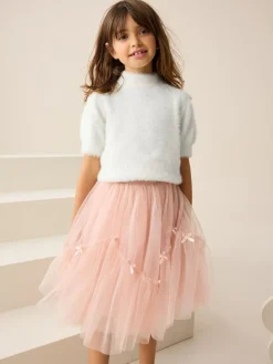 Next Fluffy Short Sleeve Top (3-16yrs) Ecru