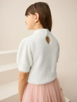 Next Fluffy Short Sleeve Top (3-16yrs) Ecru