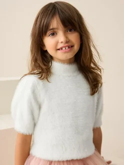 Next Fluffy Short Sleeve Top (3-16yrs) Ecru