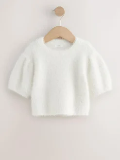 Next Fluffy Short Sleeve Top (3-16yrs) Ecru