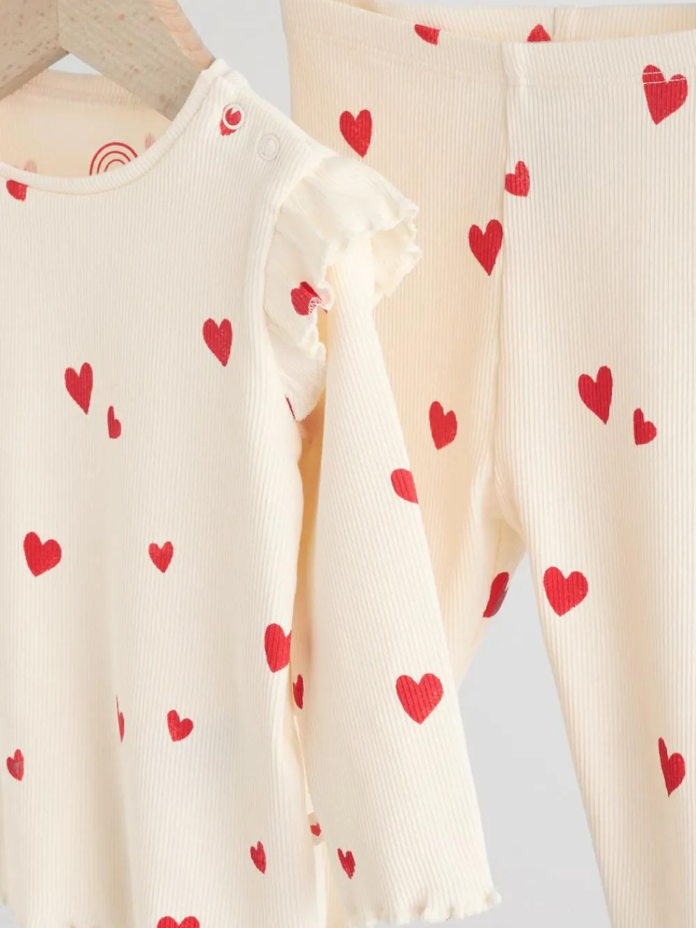 Next Baby Top and Leggings 2 Piece Set (0mths-2yrs) Ecru Hearts