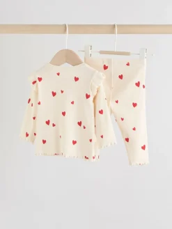 Next Baby Top and Leggings 2 Piece Set (0mths-2yrs) Ecru Hearts