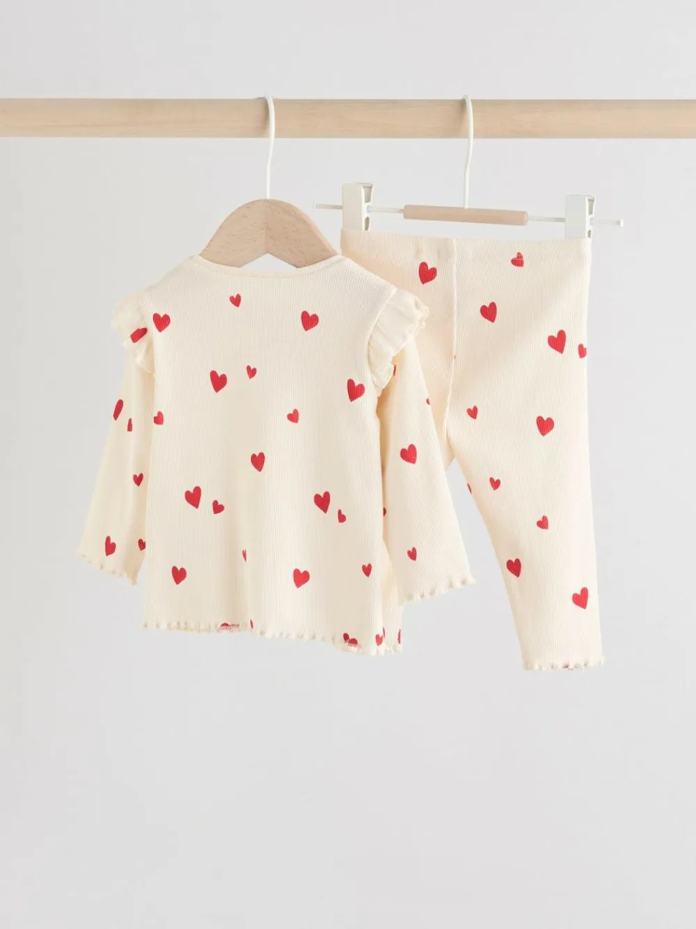 Next Baby Top and Leggings 2 Piece Set (0mths-2yrs) Ecru Hearts