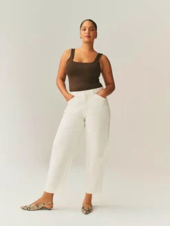 Next Ecru Hourglass Wide Leg Barrel Denim Jeans^Women Jeans|Jeans