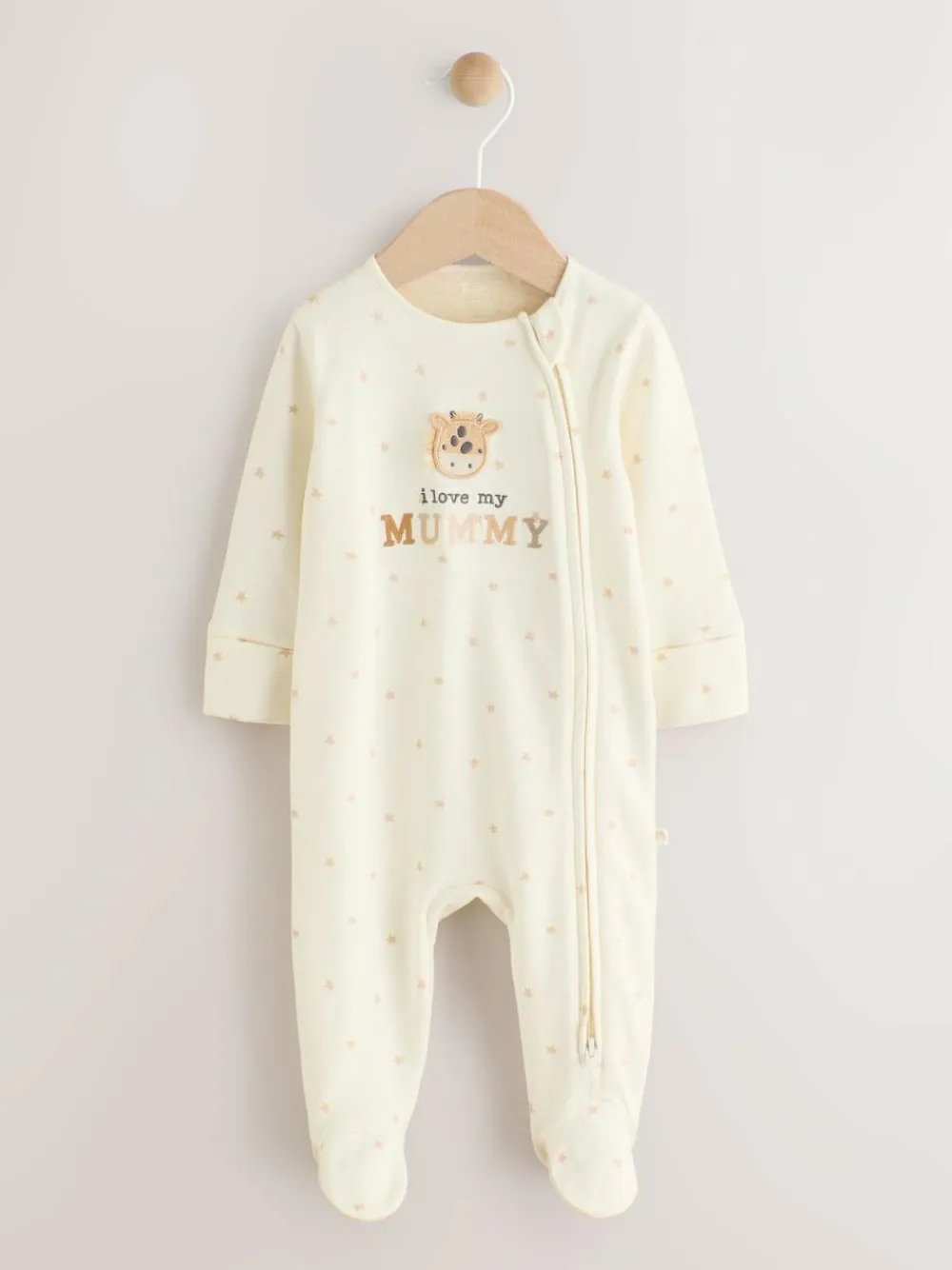New Next Two Way Zip Baby Sleepsuit (0-18mths) Ecru I Love My Mummy