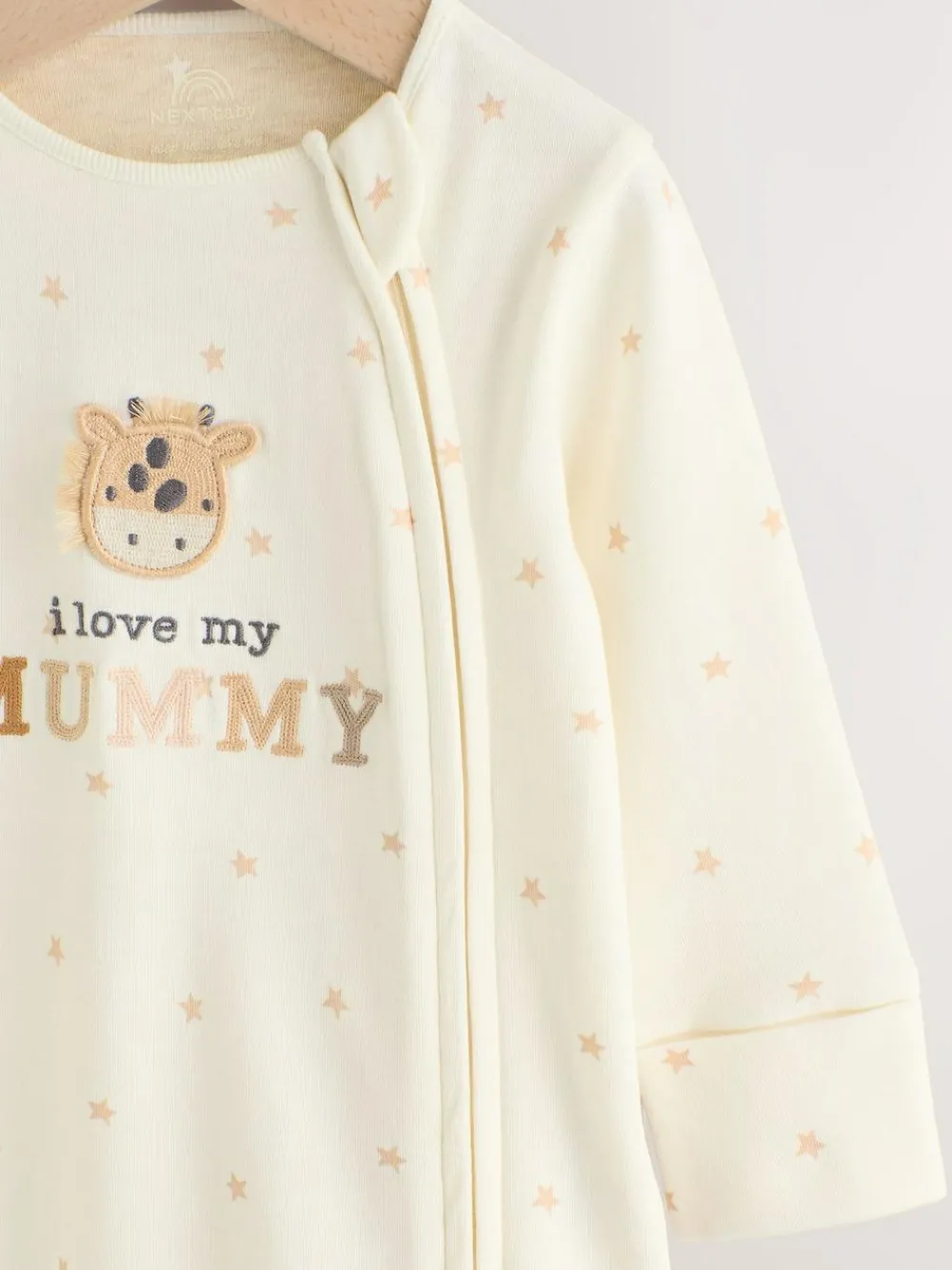 New Next Two Way Zip Baby Sleepsuit (0-18mths) Ecru I Love My Mummy
