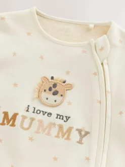 New Next Two Way Zip Baby Sleepsuit (0-18mths) Ecru I Love My Mummy