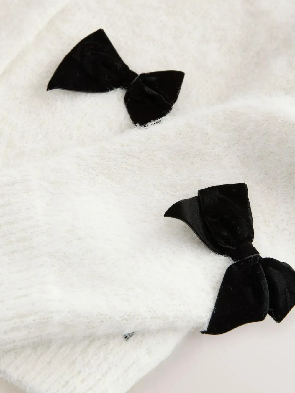 Sale Next Knitted Velvet Bow Cardigan With Wool Ecru