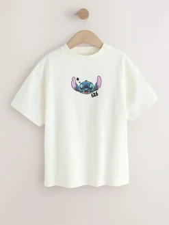 New Next Lilo & Stitch Oversized Graphic T-Shirt (3-16yrs) Ecru