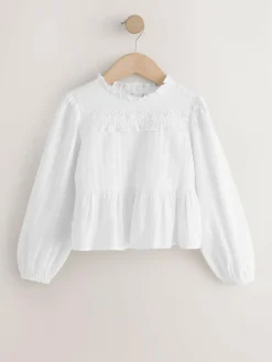 Online Next Long Sleeve Ruffle Blouse (3-16yrs) Ecru