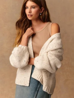Next Ecru Neppy Soft Touch Chunky Knit Cardigan