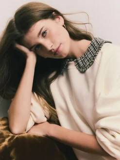 Online Next Relaxed Fit Heavyweight Longline Crew Neck Sweatshirt Ecru Off White